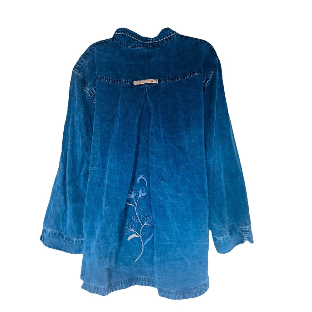 J Jill Denim Women’s Jean Button Front Distressed Jacket Blazer Size XL - Picture 3 of 8